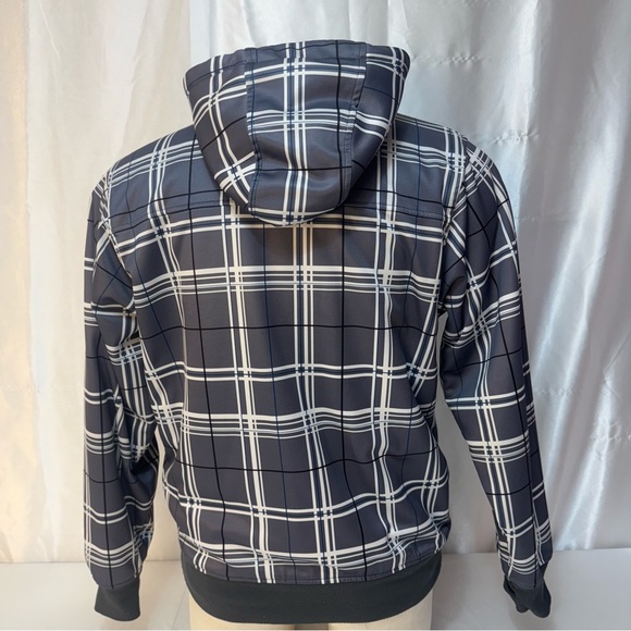 Empyre Gray White Blue Black Plaid Weather Resistant Fleece Lined Ski Snow Coat - Picture 7 of 16